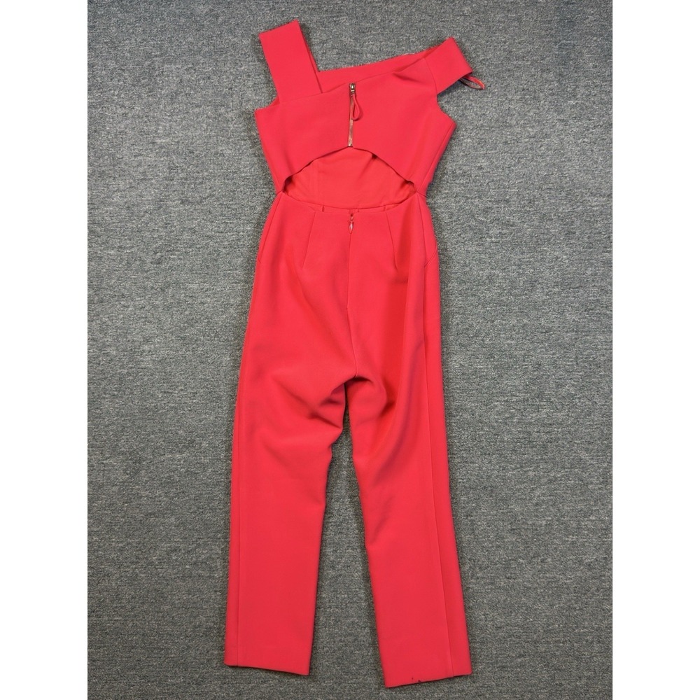 BCBGMAXAZRIA Women's Jumpsuit Red Asymmetrical Neck Size 0